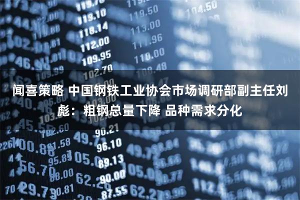 闻喜策略 中国钢铁工业协会市场调研部副主任刘彪：粗钢总量下降 品种需求分化
