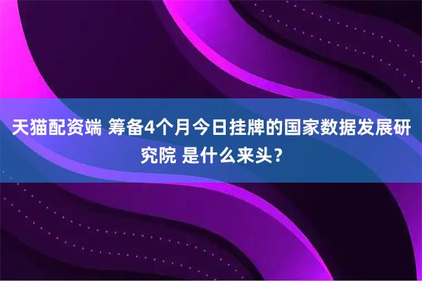 天猫配资端 筹备4个月今日挂牌的国家数据发展研究院 是什么来头？