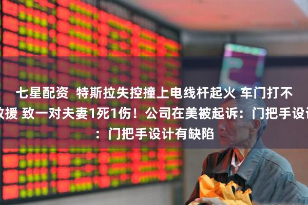 七星配资  特斯拉失控撞上电线杆起火 车门打不开阻碍救援 致一对夫妻1死1伤！公司在美被起诉：门把手设计有缺陷