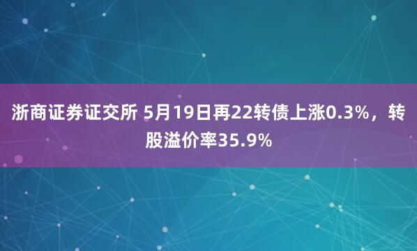 浙商证券证交所 5月19日再22转债上涨0.3%，转股溢价率35.9%
